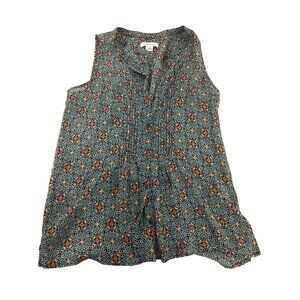 Liz Claiborne Womens Sleeveless Floral Print Top M Multicolor Cottage